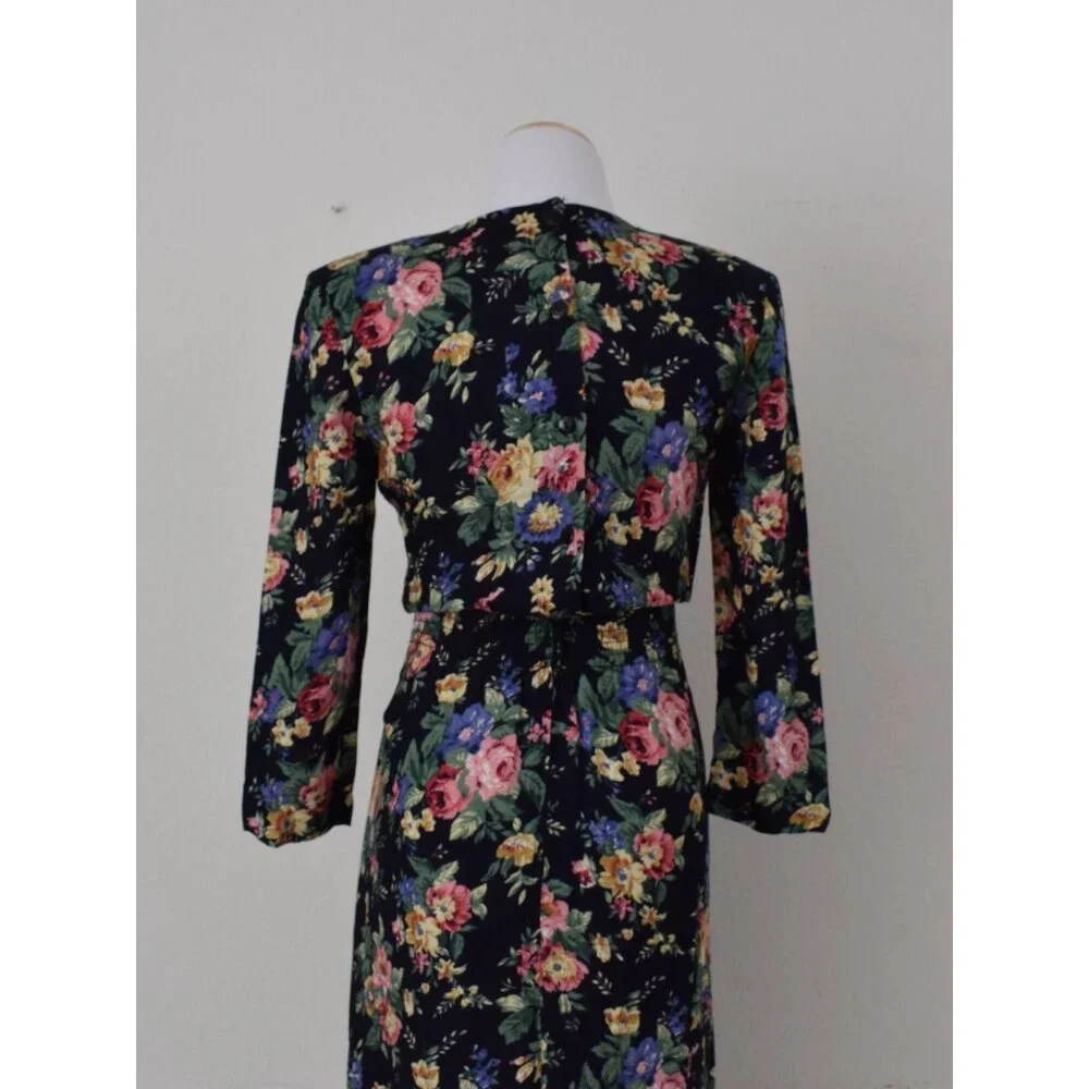 Vintage 90s Floral Rayon Dress‎ size 6